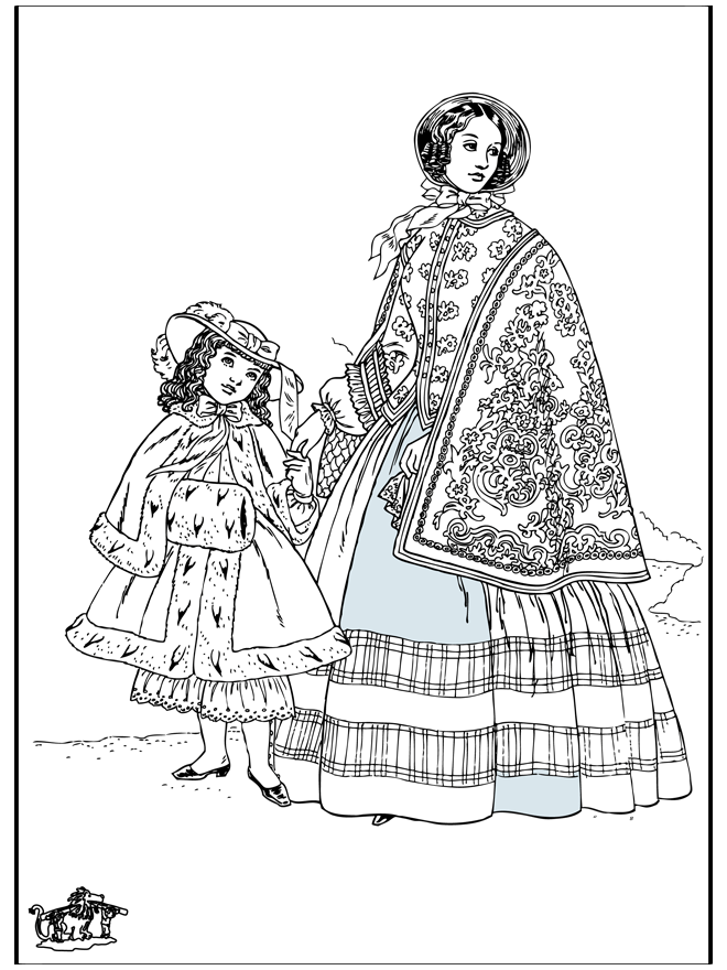 Dame du 19e siècle 2 - Coloriages assortis