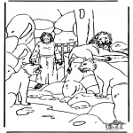 Coloriages Bible - Daniel dans la fosse aux lions