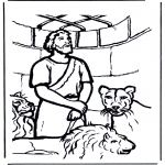 Coloriages Bible - Daniel en fosse de lions 1