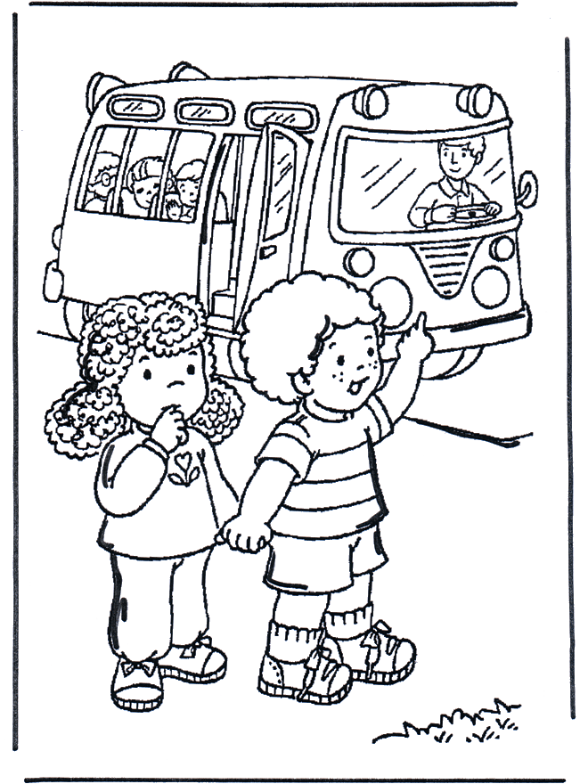 Dans le car scolaire - Coloriages Ecole