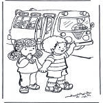 Coloriages pour enfants - Dans le car scolaire