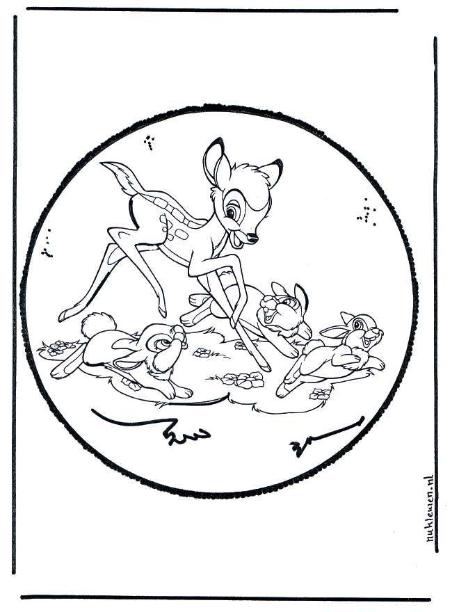 Dessin à piquer - Bambi 1 - Bricoler cartes à piquer personnages de bande dessinée 