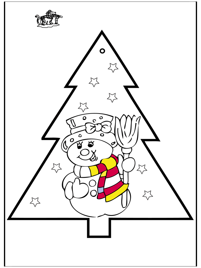 Dessin à piquer - Bonhomme de neige 2 - Cartes de piquer Noël