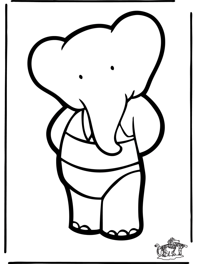 Dessin à piquer de Babar 1 - Bricoler cartes à piquer personnages de bande dessinée 