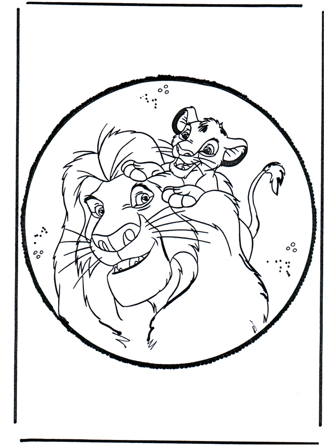 Dessin à piquer - Roi Lion - Bricoler cartes à piquer personnages de bande dessinée 