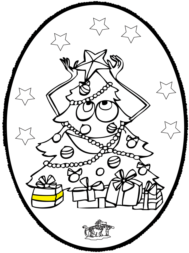 Dessin à piquer - Sapin de Noël 3 - Cartes de piquer Noël