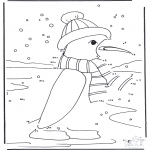 Coloriages hiver - Dessin chiffres bonhomme de neige