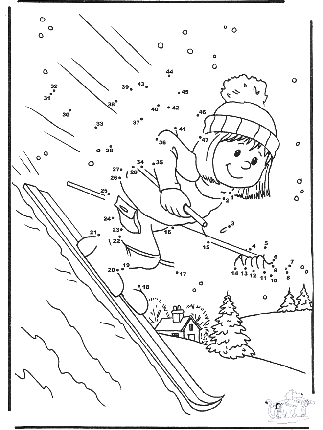 Dessin chiffres ski - Sports d'hiver