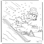 Coloriages hiver - Dessin chiffres ski