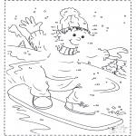 Coloriages hiver - Dessine en suivant les numéros ' surf