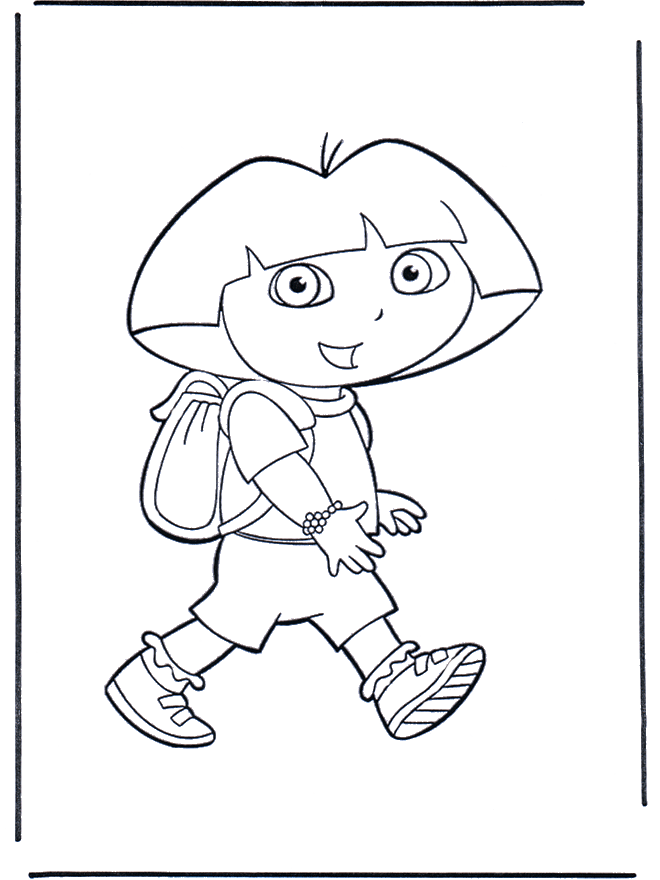 Dora avec sac à dos - Coloriages Dora