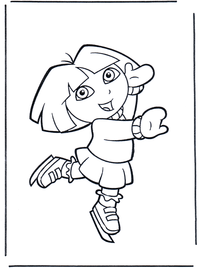 Dora sur patins - Coloriages Dora