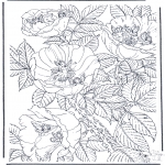 Coloriages faits divers - Elfes sur des fleurs