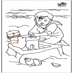 Coloriages pour enfants - Enfant à la mer