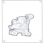 Coloriages pour enfants - Enfant en poussette