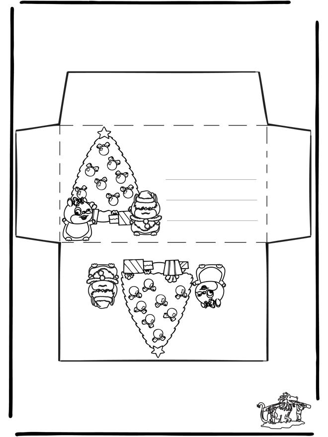 Coloriage n°3422 - Père Noël Noël Enveloppe