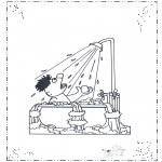 Coloriages pour enfants - Ernie sous la douche