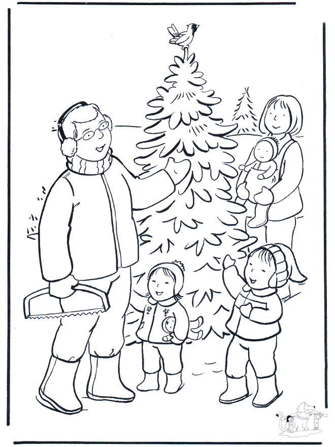 Famille dans la neige - Noël