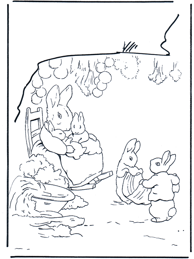 Famille lapin - Coloriages Beatrix Potter