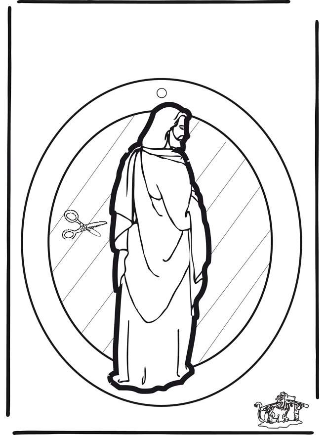 Fenêtre pendentif - Jésus - Coloriage Fenêtre pendentif Bible