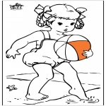 Coloriages faits divers - Fille à la plage