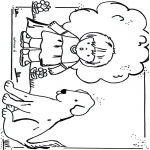 Coloriages pour enfants - Fille avec chien