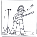 Coloriages faits divers - Fille avec guitare