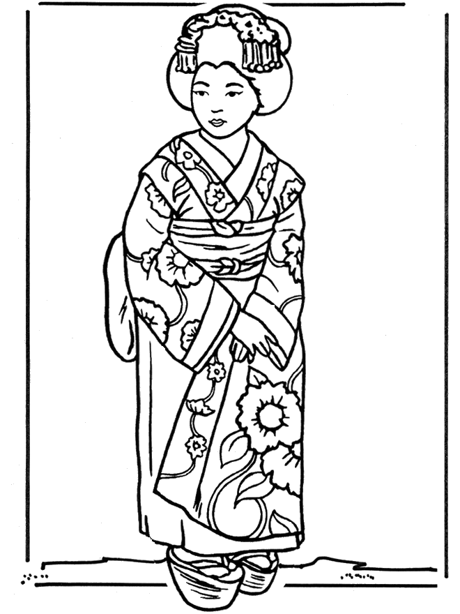 Fille japonaise - Coloriages Japon