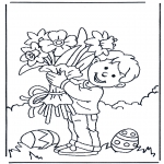 Coloriage thème - Fleur avec Pâques