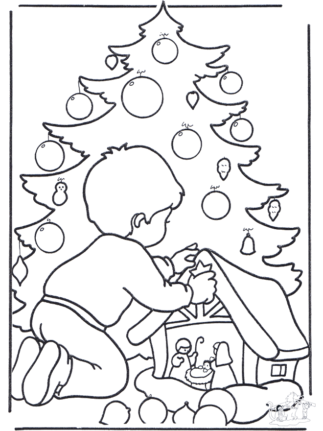 Garçon chez l'arbre de Noël - Noël