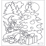 Coloriages Noël - Gnomes et arbre de Noël