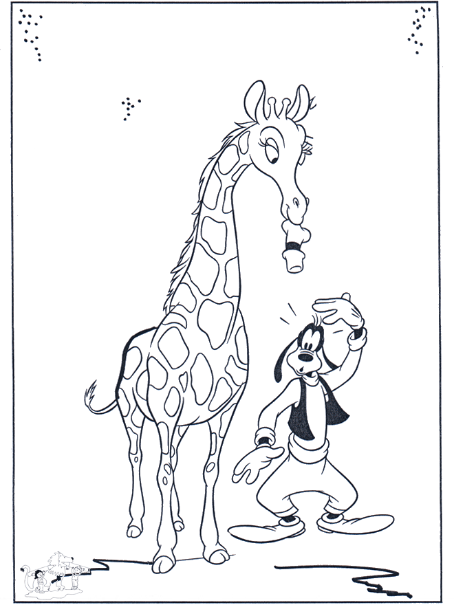 Goofy et giraffe - Disney