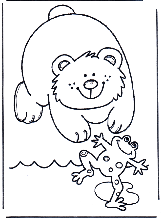 Grenouille et ours - Coloriages animaux