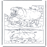 Coloriages d'animaux - Hippopotame 1