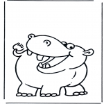 Coloriages d'animaux - Hippopotame 2