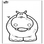 Coloriages d'animaux - Hippopotame 3