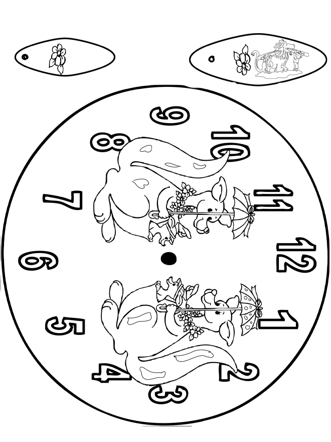 Horloge kangourou - découpages
