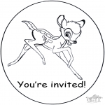 Bricolage coloriages - Invitation - Bambi