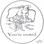 Bricolage coloriages - Invitation Dumbo