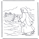 Coloriages Bible - Jésus marche sur l'eau