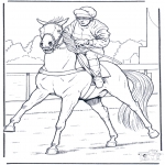 Coloriages d'animaux - Jockey à cheval