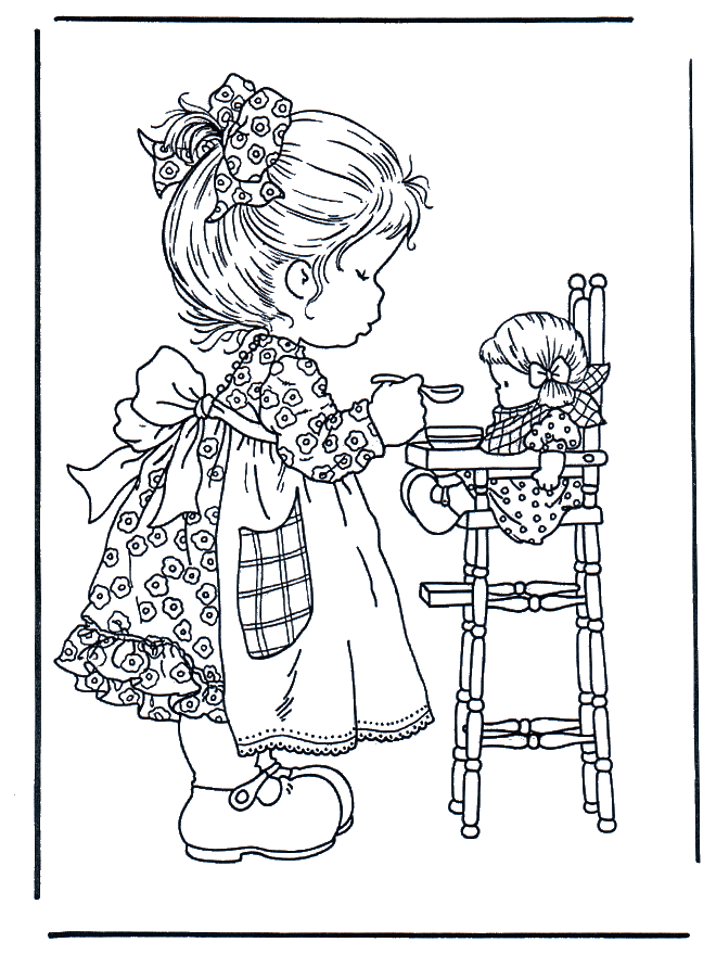 Joue avec la poupée - Coloriages Sarah Kay