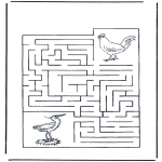 Bricolage coloriages - Labyrinthe oiseaux