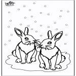 Coloriages hiver - Lapins