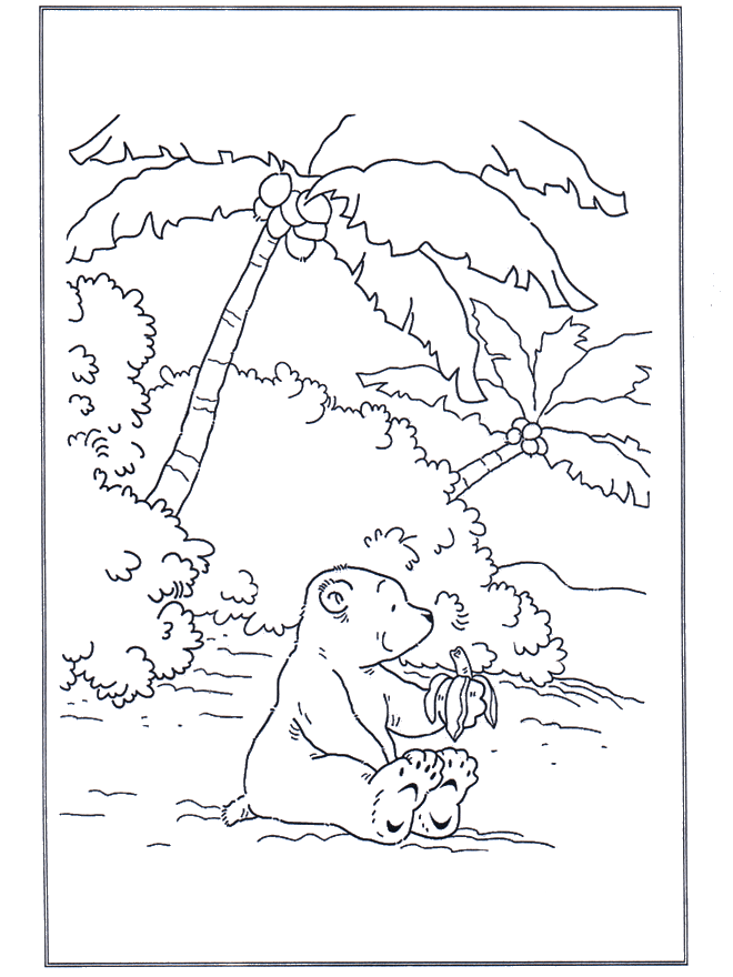 Lars mange - Coloriages Lars le petit ours