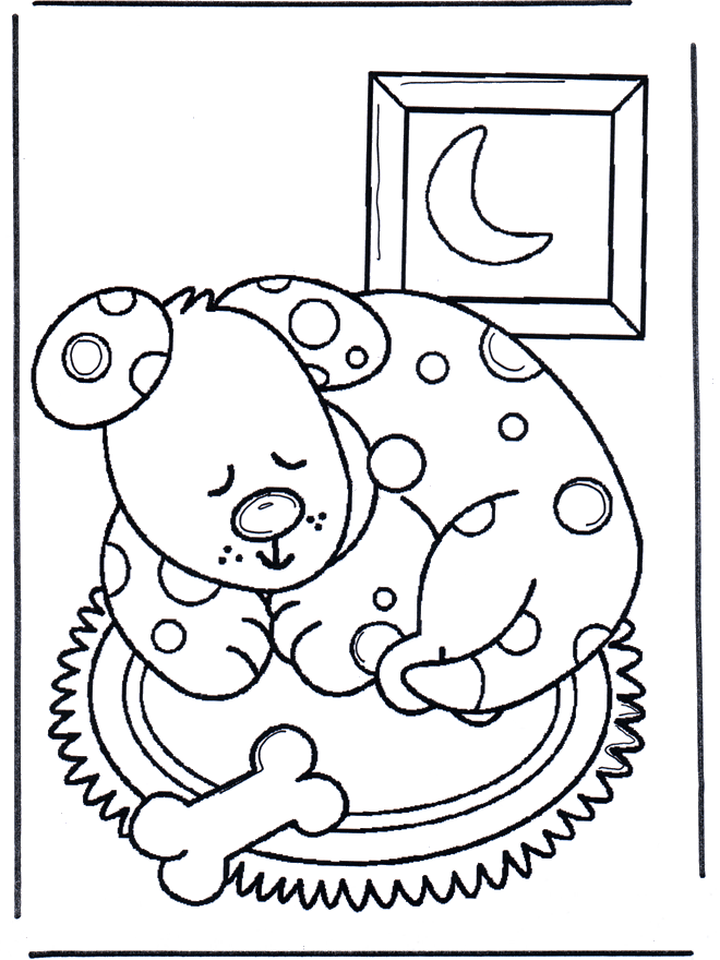 Le chien dort - Coloriages animaux