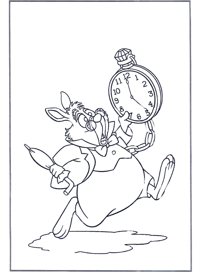 Le lapin blanc - Coloriages Alice au pays des merveilles