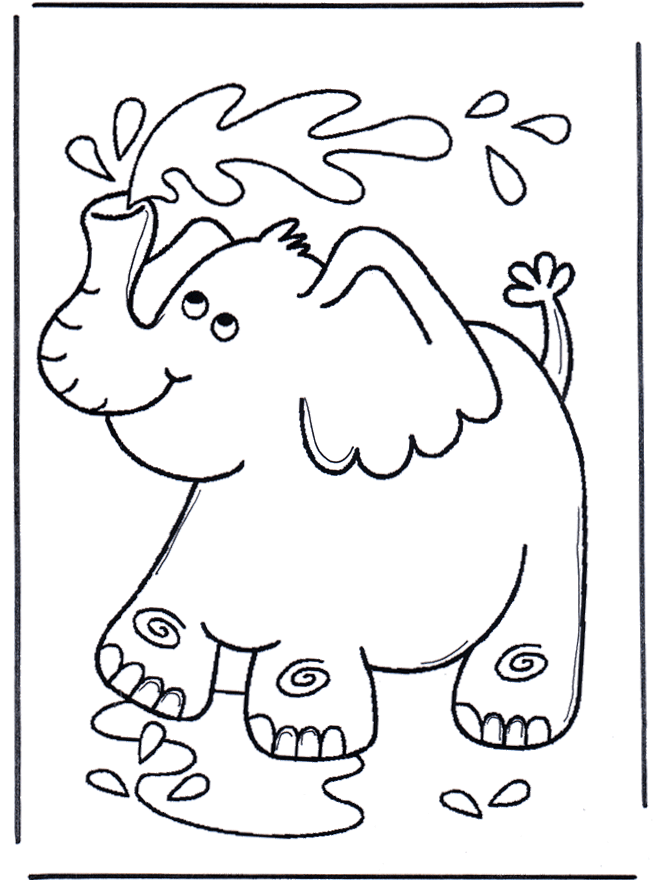 Le petit éléphant s'arrose - Coloriages animaux