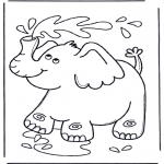 Coloriages pour enfants - Le petit éléphant s'arrose