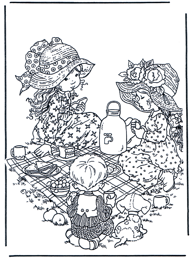 L'heure du thé - Coloriages Sarah Kay